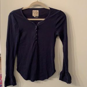 Chaser brand cotton l/s top navy blue
